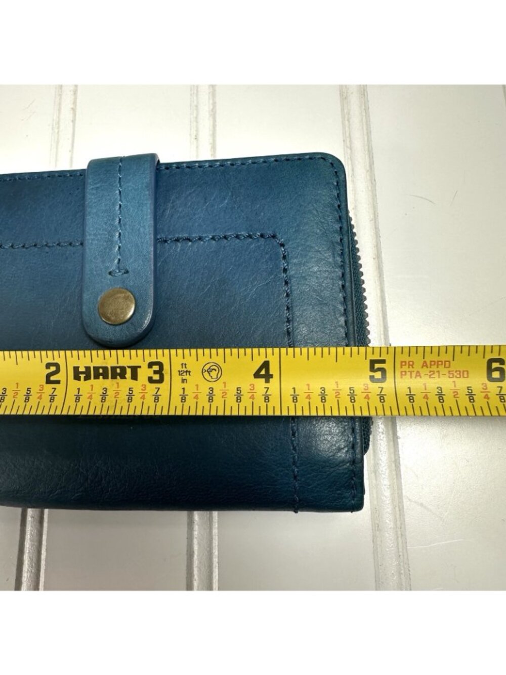 American Leather Co Veronica Wallet Small Teal Ocean Blue Smooth Bifold Zip - Picture 7 of 8